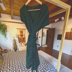 Universal standard emerald green linen wrap dress size S